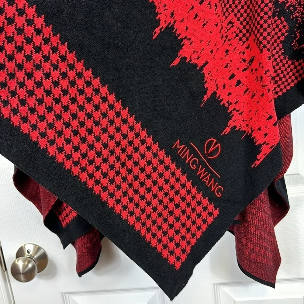 Ming Wang red black shawl wrap